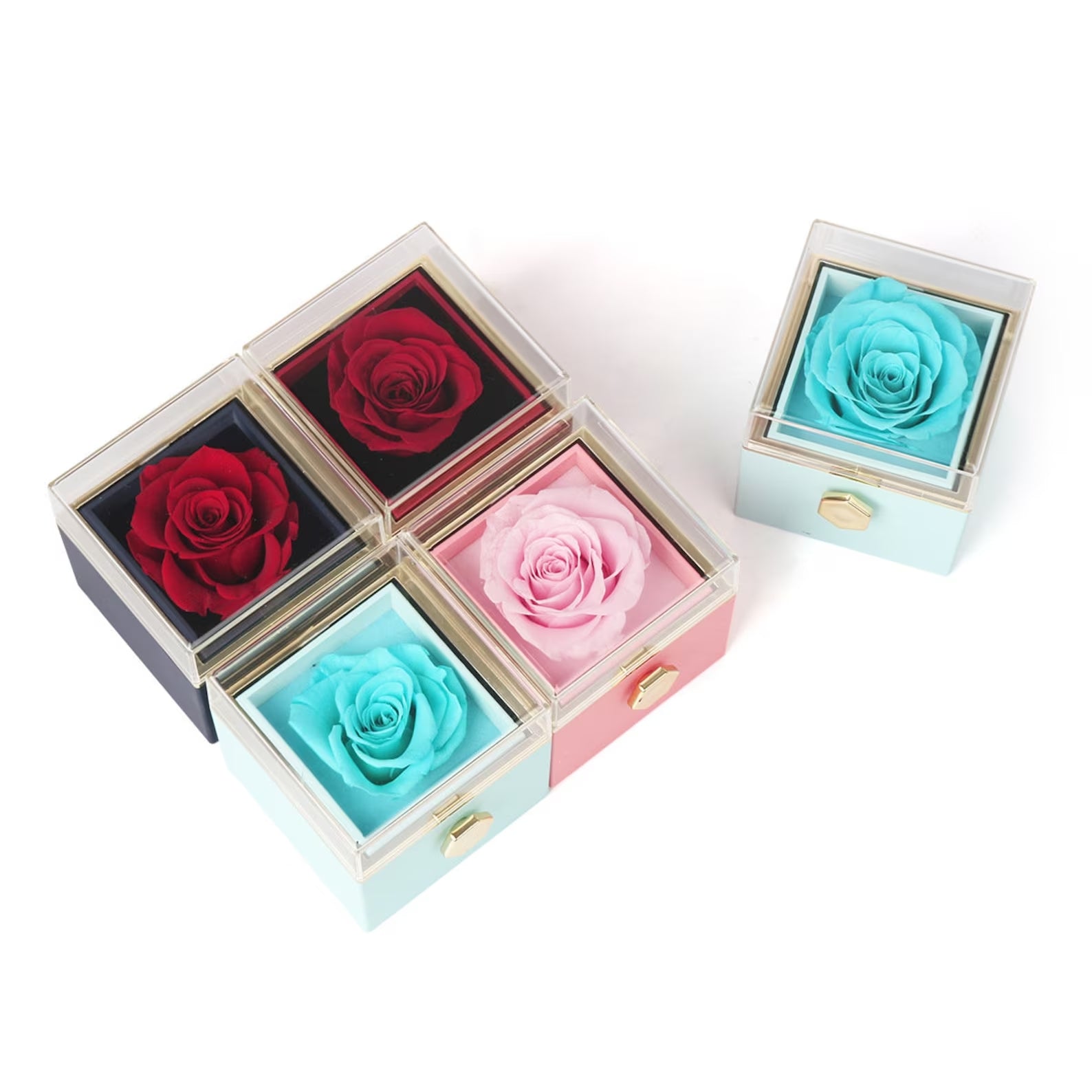 Ewige Rosenbox – mit gravierter Halskette und Rose
