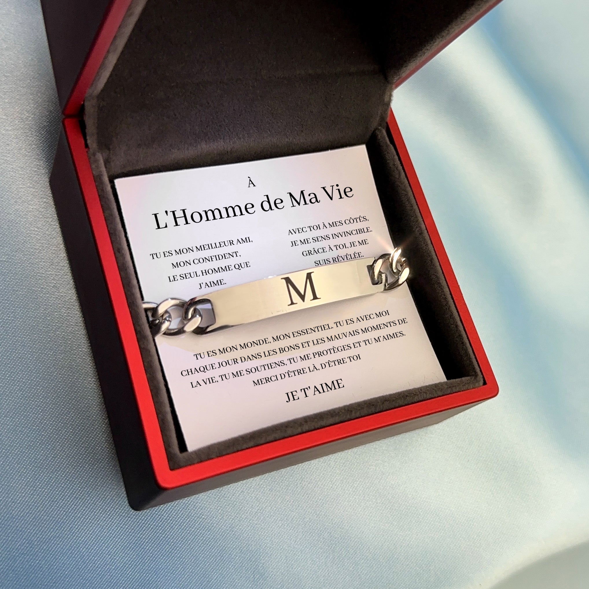 Armbandbox „An den Mann meines Lebens“. 